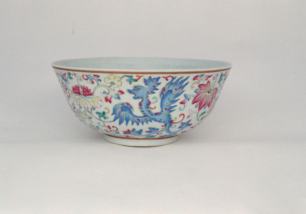 图片[1]-Pastel colored bowl with Kui phoenix pattern-China Archive